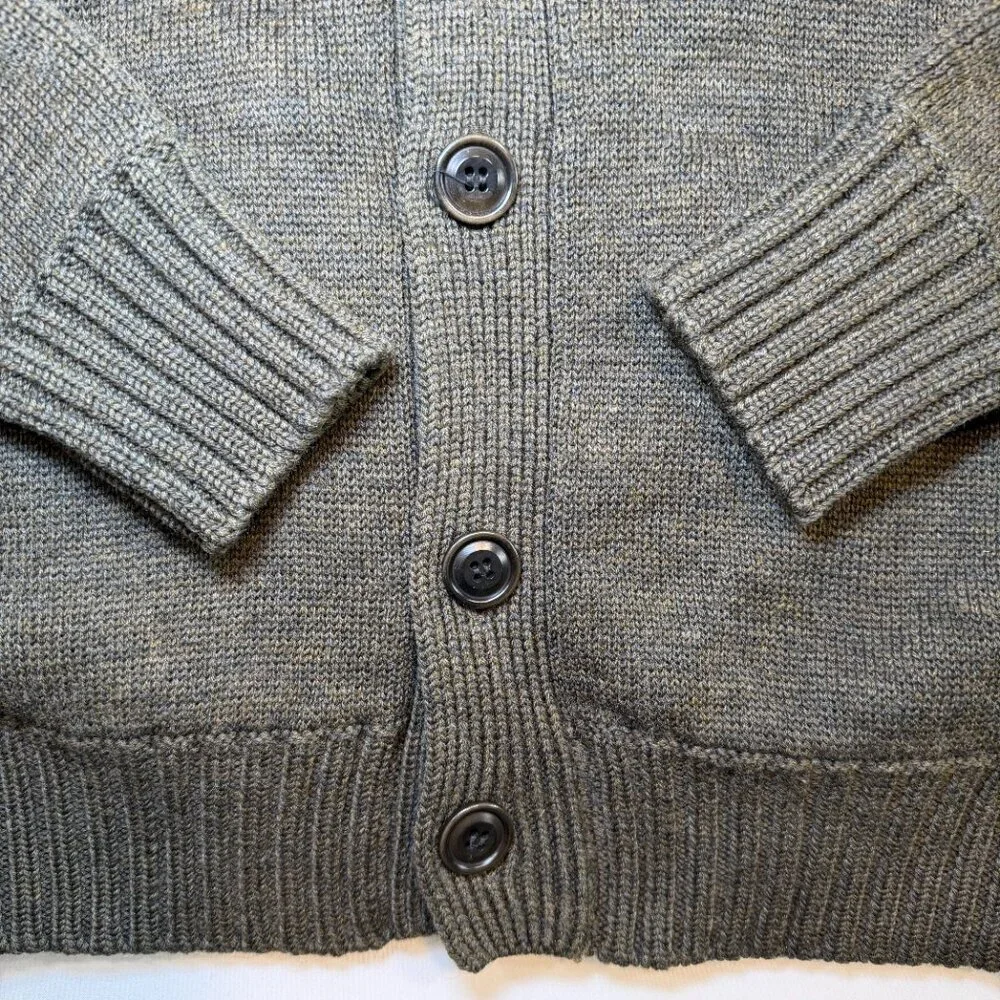 J CREW Wool Military Cardigan Sweater Army Green Small Vintage
